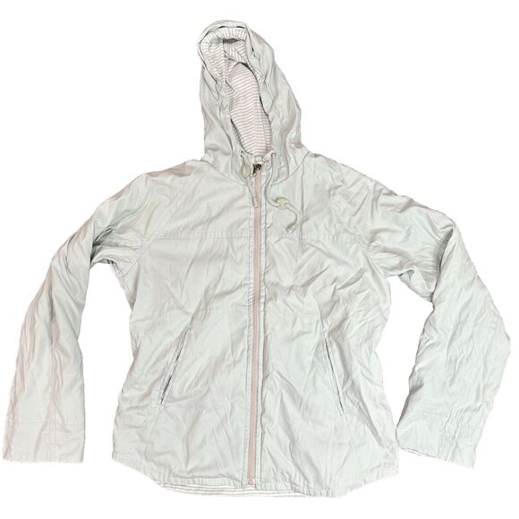 Mulberry Street Jacket Coat Mint Green Hooded Full Zip Cinch Waist Women’s M - Picture 1 of 7